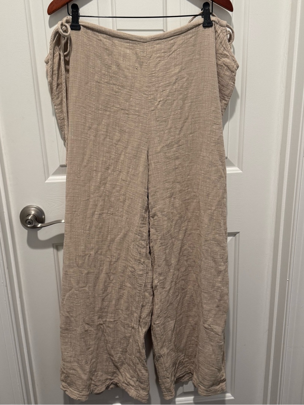 Rusty Beige Gauze Linen Wide-Leg Pants Size XL